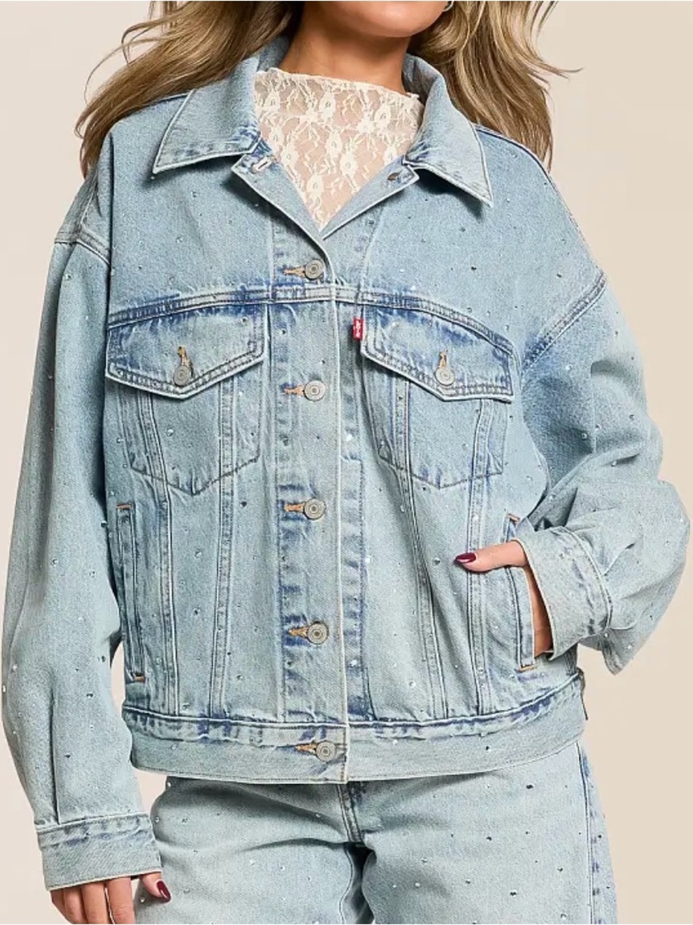 Levi's Light Blue Rhinestone Denim Jacket